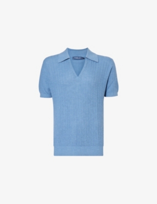 FRESCOBOL CARIOCA: Joaquim V-neck regular-fit cotton-blend polo shirt