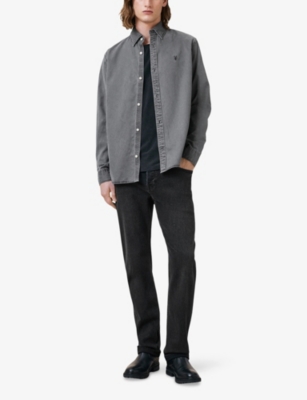 Allsaints Bodhi Relaxed Fit Button Front Shirt In Pillar Grey