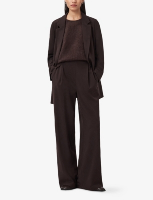 Allsaints Womens Oxblood Red Aleida Open-front Stretch-woven Blazer In Burgundy
