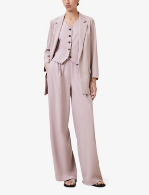 ALLSAINTS: Aleida Wide-Leg Mid-Rise Recycled Polyester-Blend Trousers
