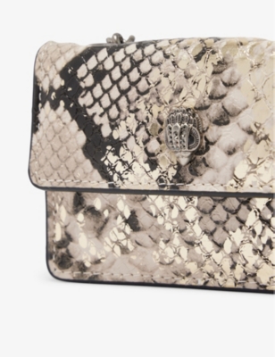 Kurt Geiger Womens Gold Comb Micro Kensington Snake-print Faux-leather Shoulder Bag In Gold Comb