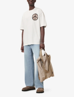 Allsaints Mens Chalk White Incessant Oversized Cotton-jersey T-shirt Xs In White