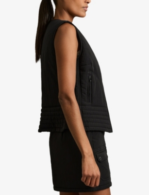 Shop Reiss Womens  Mio Belted-waist Sleeveless Shell Vest In Black