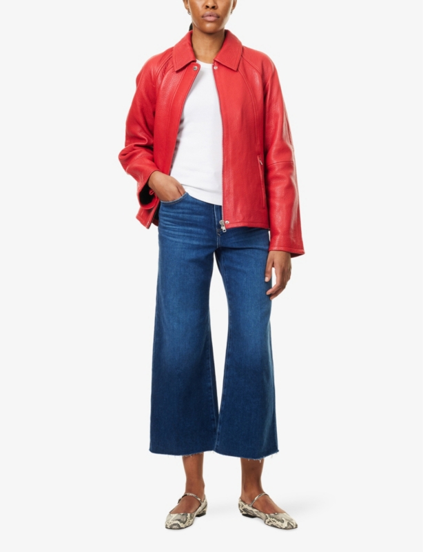 Spotlight Raw-Hem Wide-Leg Stretch-Denim Jeans