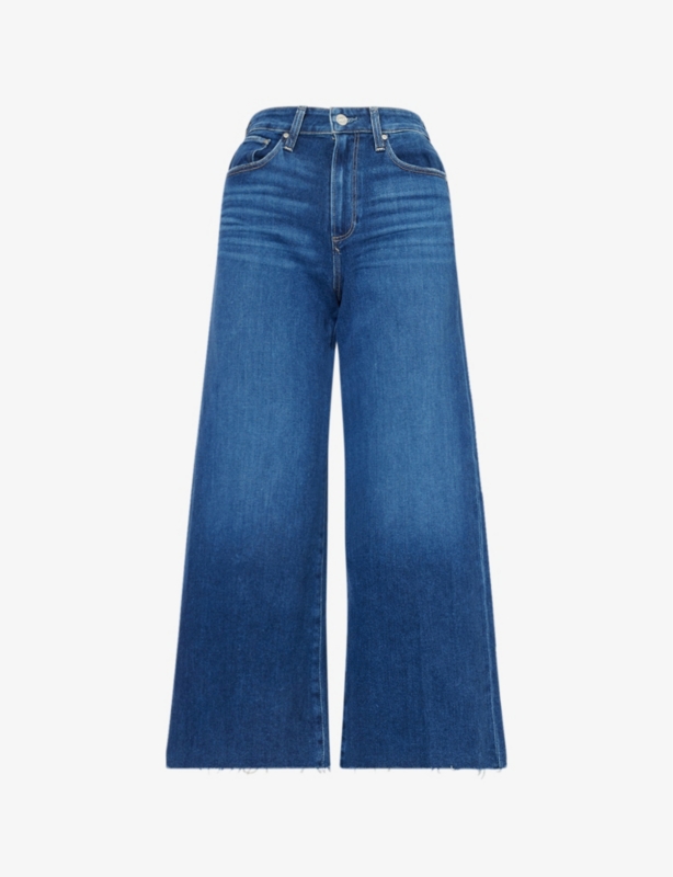 Spotlight Raw-Hem Wide-Leg Stretch-Denim Jeans