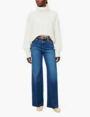 Paige Womens Arpeggio Anessa Raw-hem High-rise Wide-leg Stretch-denim Jeans In Arpeggio
