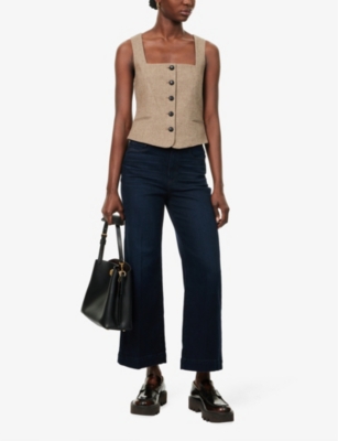 PAIGE WOMENS DUCHESS ANESSA HIGH-RISE WIDE-LEG CROPPED STRETCH-DENIM JEANS 