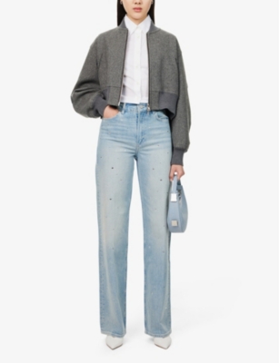 PAIGE WOMENS PAIGE SASHA WIDE-LEG HIGH-RISE DENIM-BLEND JEANS 