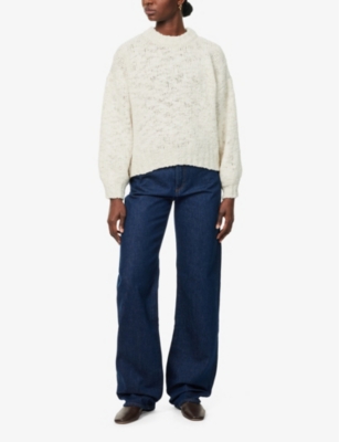 PAIGE WOMENS PAIGE SAWYER BRAND-PATCH WIDE-LEG HIGH-RISE DENIM JEANS 