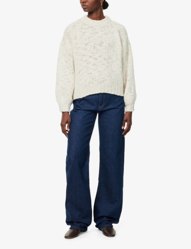 Sawyer brand-patch wide-leg high-rise denim jeans