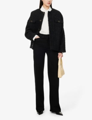 PAIGE WOMENS BLACK SHADOW SASHA WIDE-LEG HIGH-RISE WOVEN TROUSERS 
