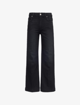 Paige Womens Midnight Raven Leenah Ankle Flared-leg Mid-rise Stretch-denim Jeans