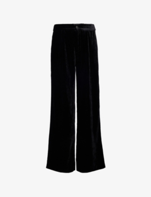 PAIGE: Kara high-rise wide leg cotton-blend velvet trousers