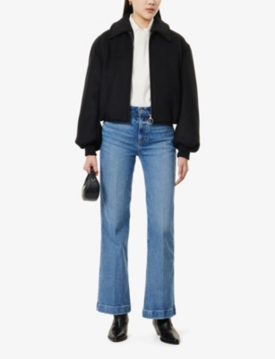 PAIGE WOMENS JAM SESSION LEENAH SLIM WIDE-LEG DENIM JEANS 