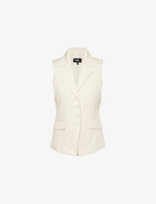 PAIGE WOMENS IVORY PALOMINA NOTCH-LAPELS WOVEN VEST