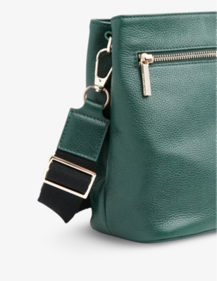 WHISTLES WOMENS DARK GREEN DION LEATHER BUCKET BAG 