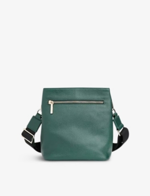 WHISTLES WOMENS DARK GREEN DION LEATHER BUCKET BAG 