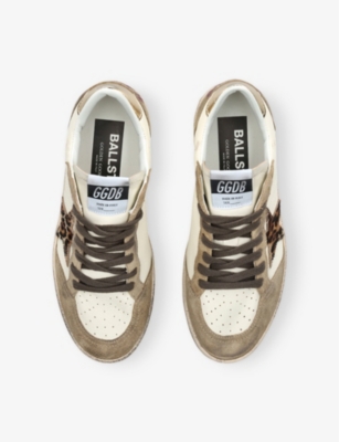 Golden Goose Womens  Ballstar 11425 Leopard-print Leather And Suede Low-top Trainers In White/comb
