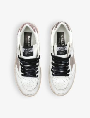 Golden Goose Womens  Ballstar Glitter-embellished Leather Low-top Trainers In White/comb