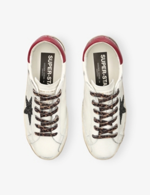 Golden Goose 20mm Super-star Leather Blend Sneakers In White/comb