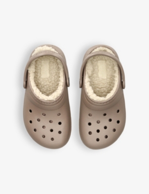 CROCS BROWN KIDS' CLASSIC LINED RUBBER CLOGS EUR 23 /6.5 UK 