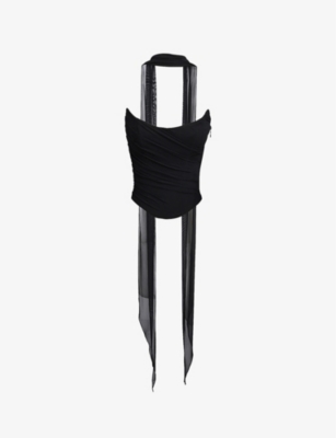 House Of Cb Womens Hallie Strapless Stretch-woven Corset With Neck Scarf Black In Black