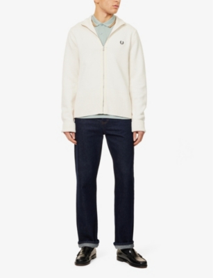FRED PERRY: Logo-embroidered zip-front wool and cotton-blend jumper