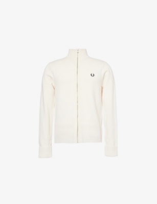FRED PERRY: Logo-embroidered zip-front wool and cotton-blend jumper