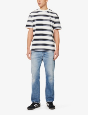 FRED PERRY: Striped short-sleeve cotton-jersey T-shirt
