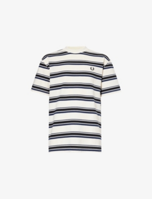 FRED PERRY: Striped short-sleeve cotton-jersey T-shirt