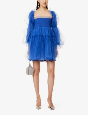 Mystery long-sleeve tulle mini dress