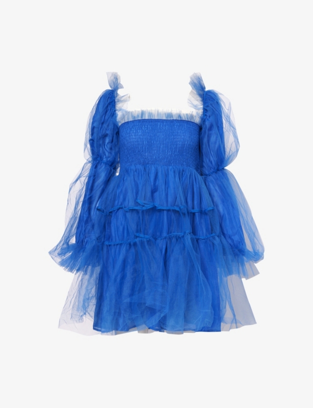 Mystery long-sleeve tulle mini dress