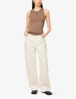 Shop Loewe Womens Chocolate Brown Anagram Twist-back Stretch-wool Tank Top