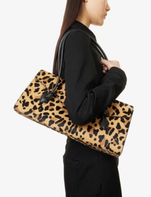 ALAIA: Le Teckel leopard-pattern flap leather tote bag