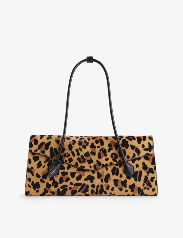 Le Teckel leopard-pattern flap leather tote bag
