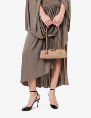 Alaïa Womens Le Teckel Small Leather Shoulder Bag Grege In Grege