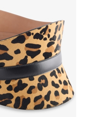 ALAIA: Neo Bustier Leopard-Pattern Leather Belt