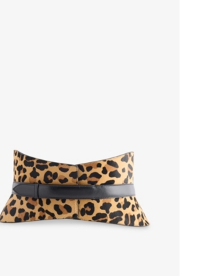 ALAIA: Neo Bustier Leopard-Pattern Leather Belt