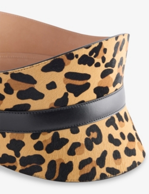 ALAIA: Neo Bustier Leopard-Pattern Leather Belt