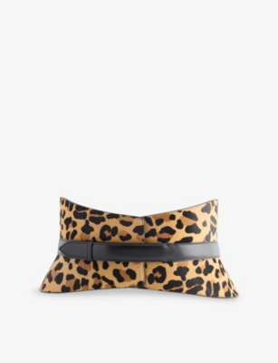 ALAIA: Neo Bustier Leopard-Pattern Leather Belt