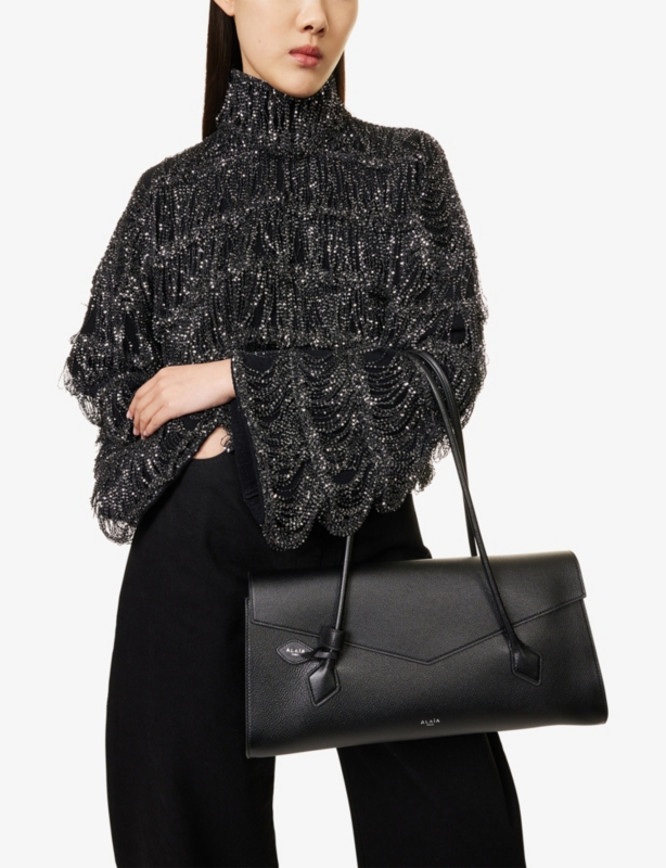 Le Teckel flap shiny-grained leather tote bag