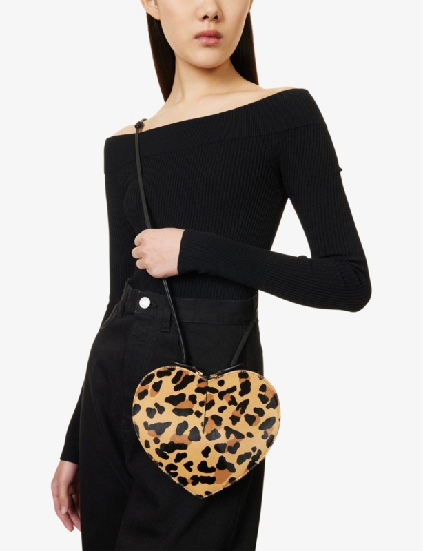 Le Coeur leopard-pattern brushed leather shoulder bag