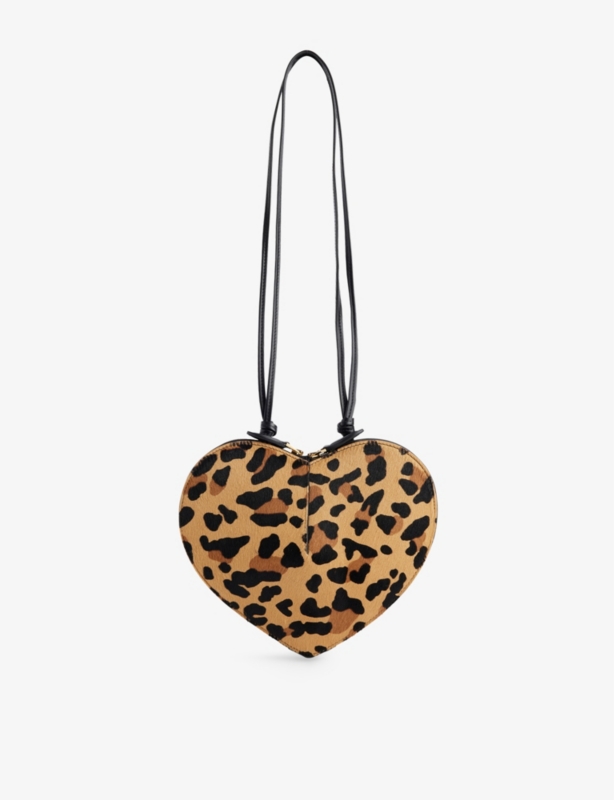 Le Coeur leopard-pattern brushed leather shoulder bag