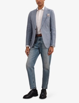 REISS: Warner Peak-Lapel Slim-Fit Linen Blazer