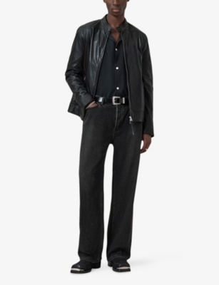 Allsaints Venice Relaxed Fit Short Sleeve Button-up Camp Shirt In Black
