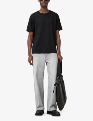 Allsaints Mens Jet Black Slater Crewneck Short-sleeve Cotton T-shirt