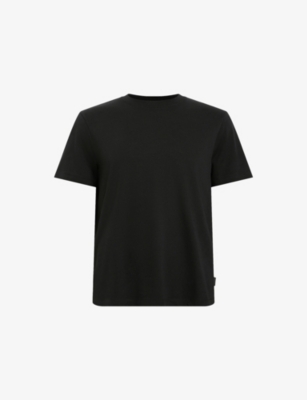 Allsaints Mens Jet Black Slater Crewneck Short-sleeve Cotton T-shirt