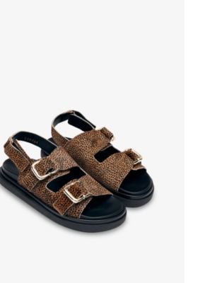 Alohas Harper Suede Leather Sandals In Leopard