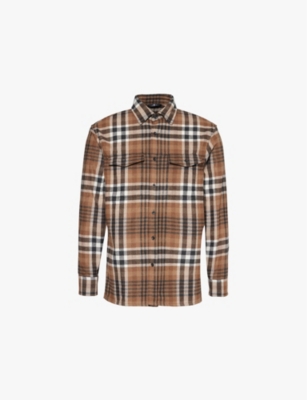 Shop 7 For All Mankind Ens Multicolour Flannel Check-print Relaxed-fit Woven-blend Overshirt