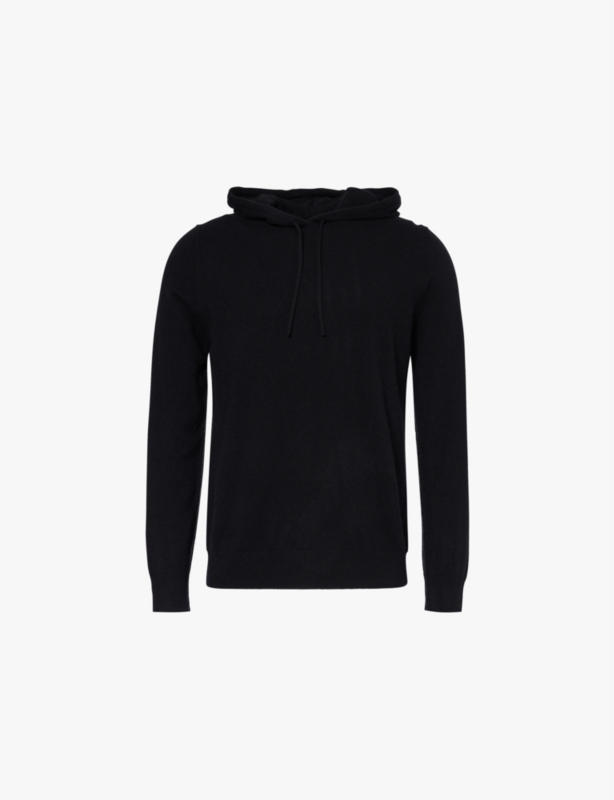 Stitching long-sleeves regular-fit cashmere hoody